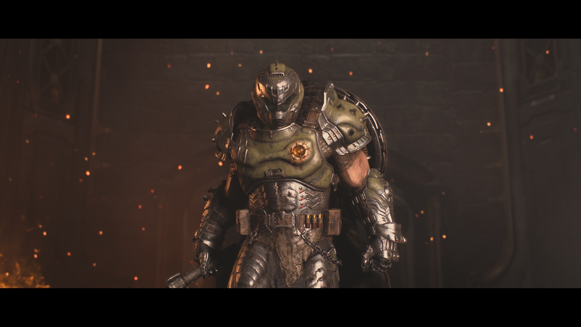 A cinematic hero shot of the Slayer in DOOM: The Dark Ages