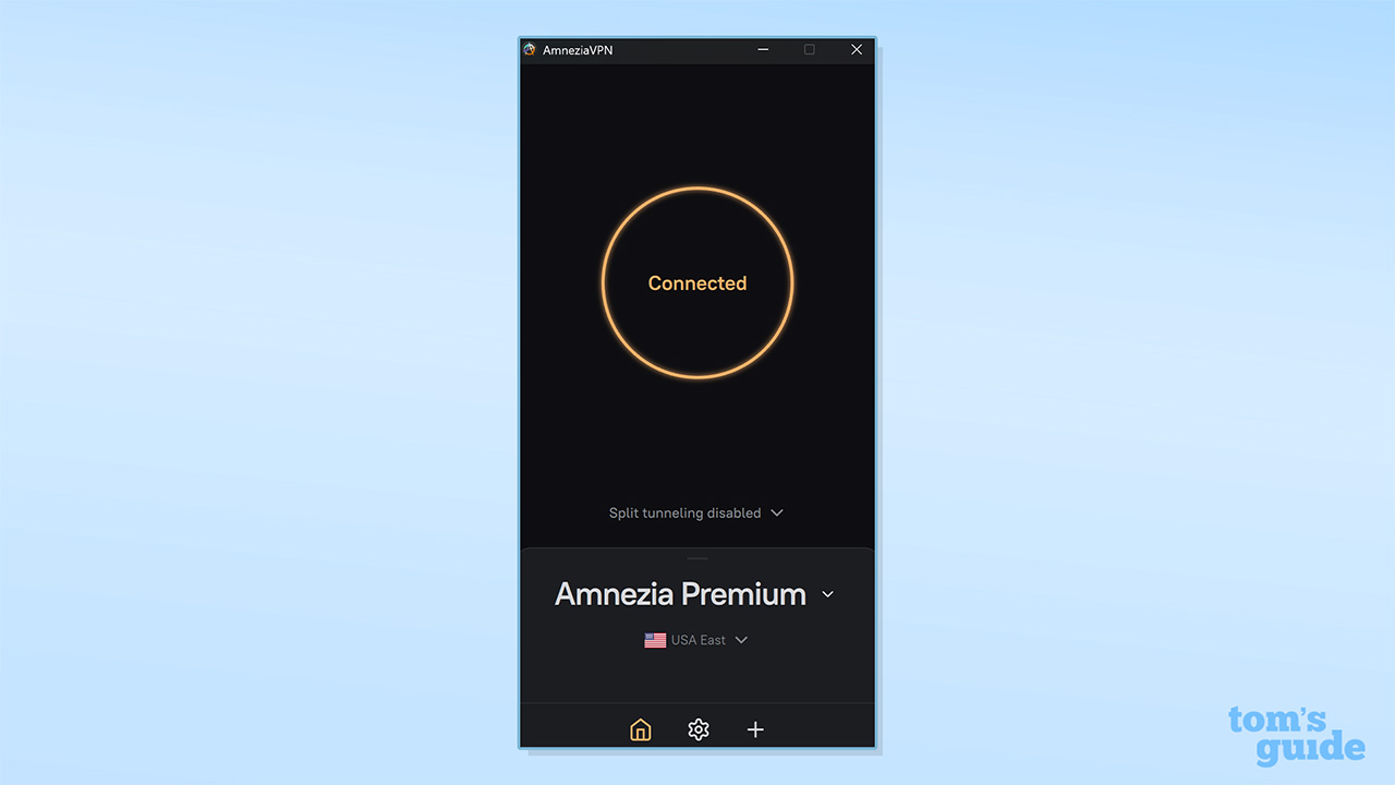 Screenshot of AmneziaVPN dashboard on Windows