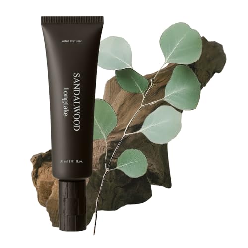 Longtake Solid Perfume - Sandalwood Scent&amp;#12643;long Lasting Travel Size Gel Fragrance, Alcohol-Free, Vegan &amp;amp; Sustainable, Cashmere-Like Finish, Cologne&amp;#12643;1.01 Fl.oz.