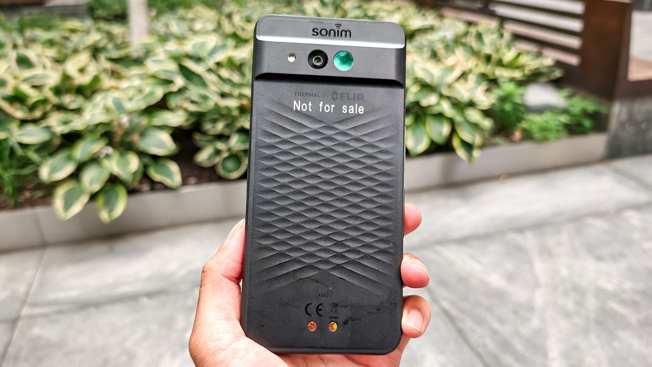 Sonim XP Pro Thermal held in the hand.