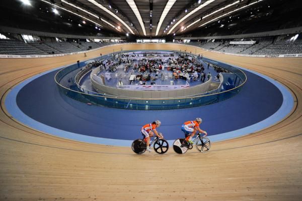 Two Dutch riders on the Olympic track in London