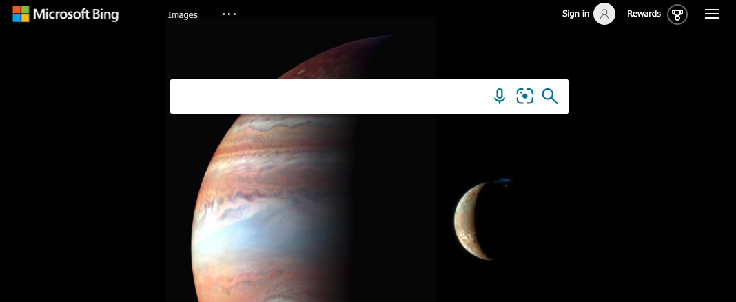 Microsoft Bing homepage