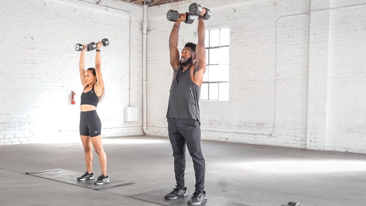 Build stronger arms and work your core with this 30-minute upper-body dumbbell workout