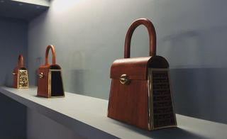 Handcrafted rosewood and leather bag