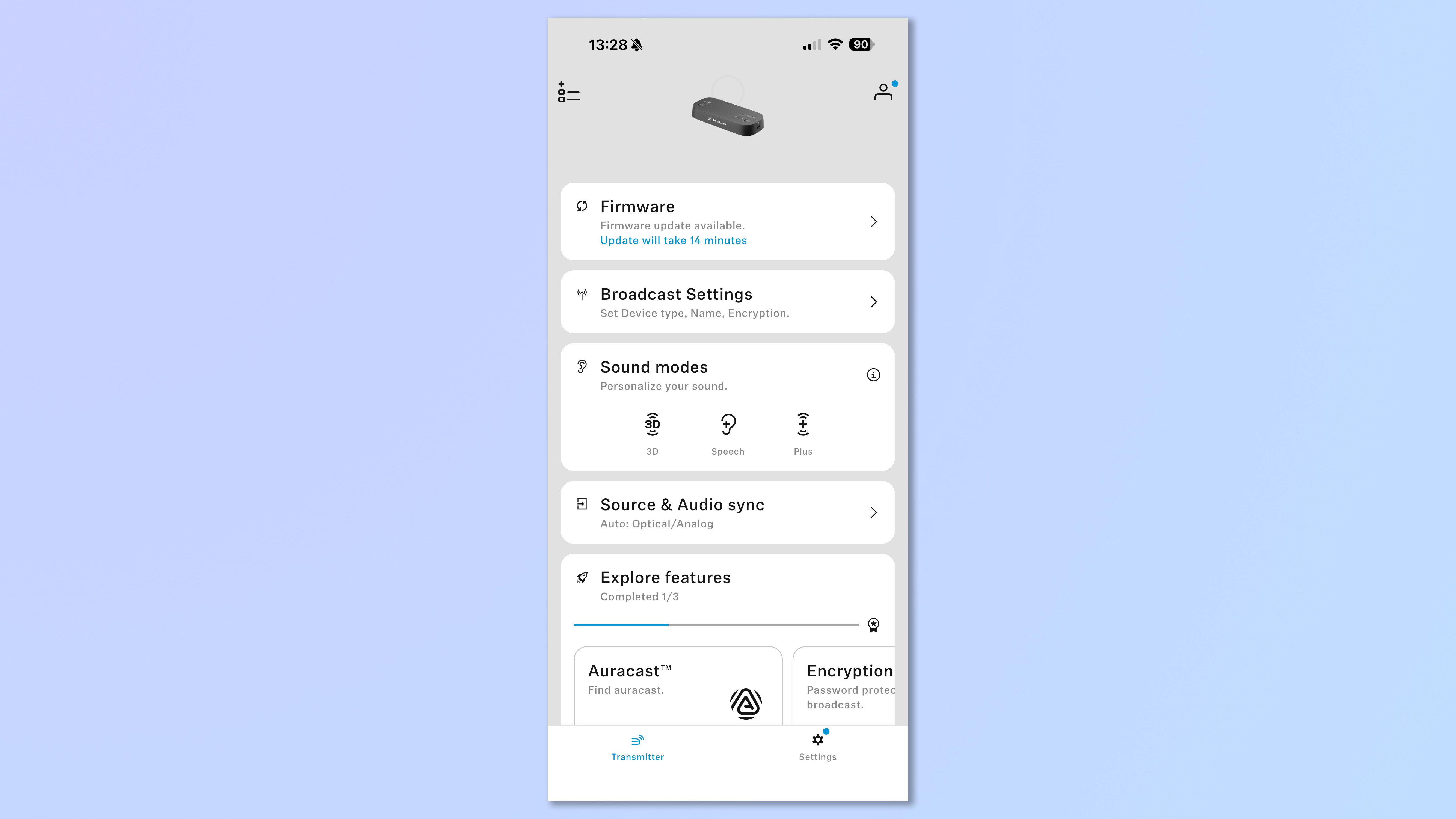 The Sennheiser app being used to customize the RS 275