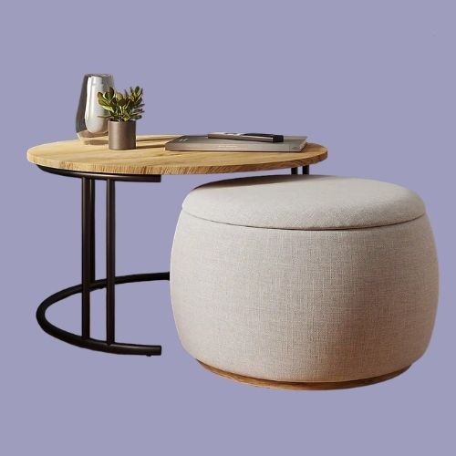 Next, Bryant Upholstered Pouffe Coffee Table Nest