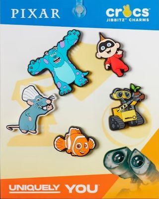 A set of Jibitz for Crocs which feature characters from Disney Pixar movies