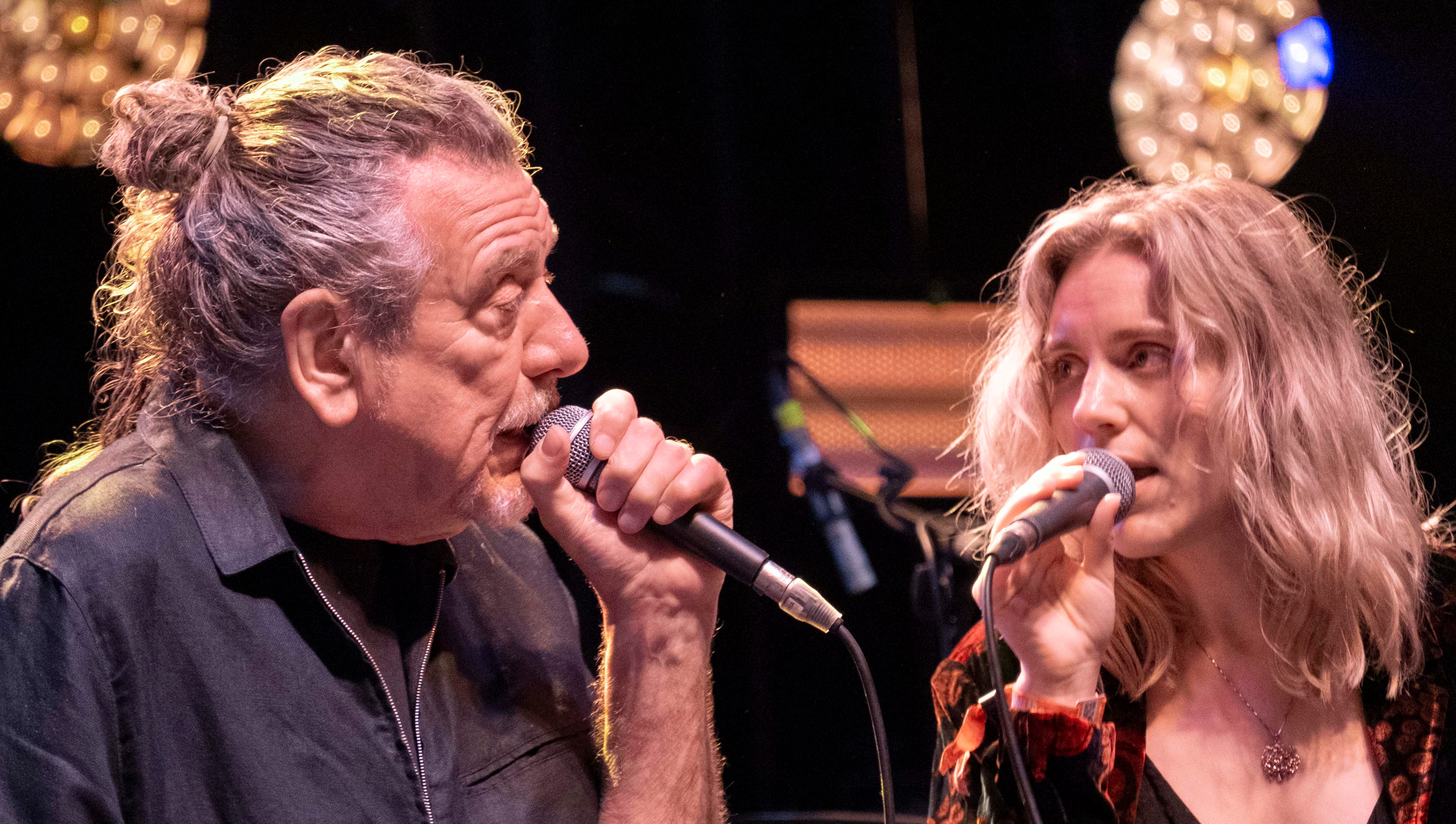 Robert Plant and Suzi Dian performing on the D&B Stage at Womad, Charlton Park, Malmesbury, United Kingdom on 28 July 2019