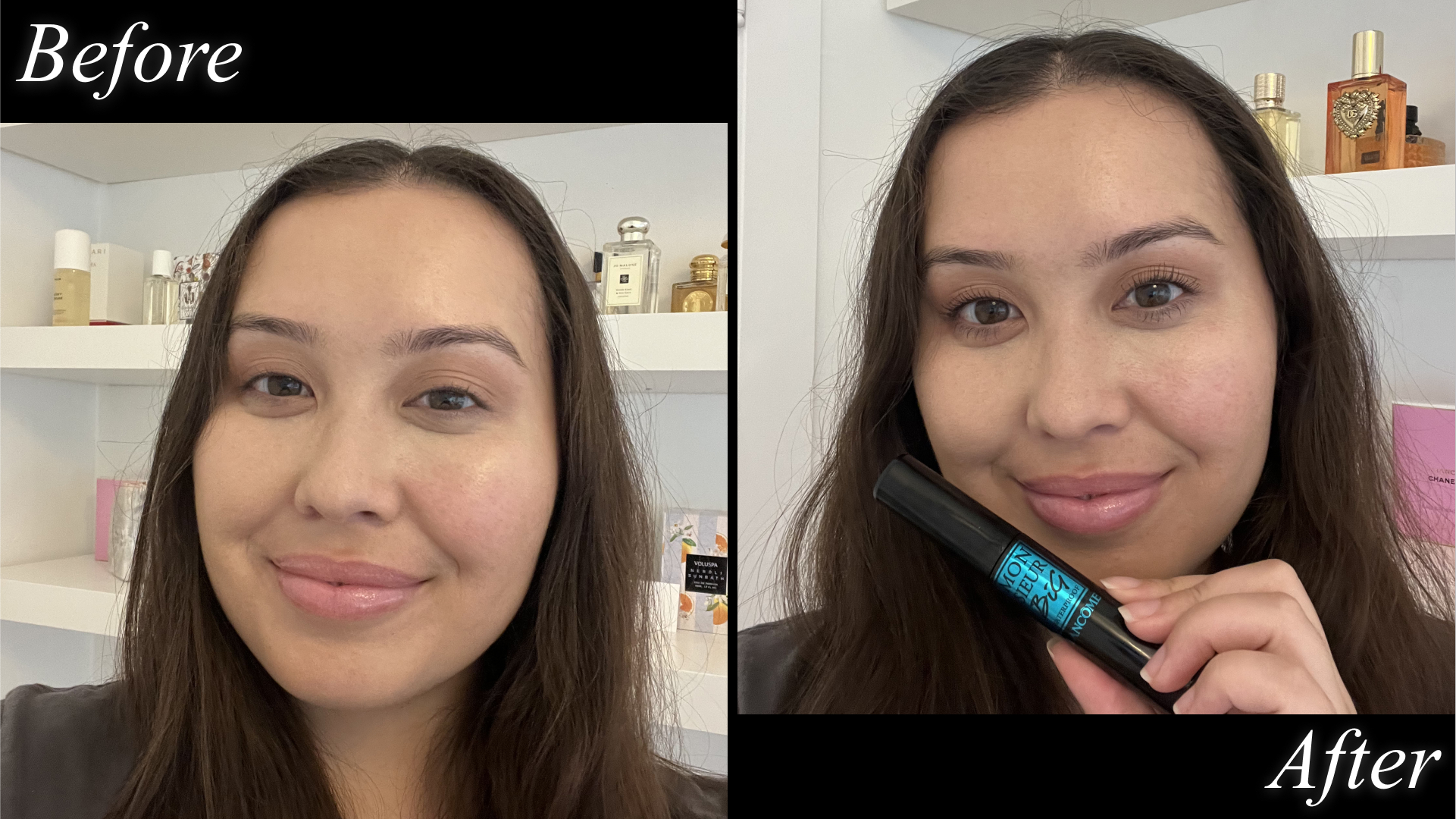 Catharine Malzahn before and after testing Lancôme Monsieur Big Volumizing Mascara