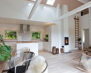 Schiedel Chimney Systems wood burning stove in kitchen / living room area