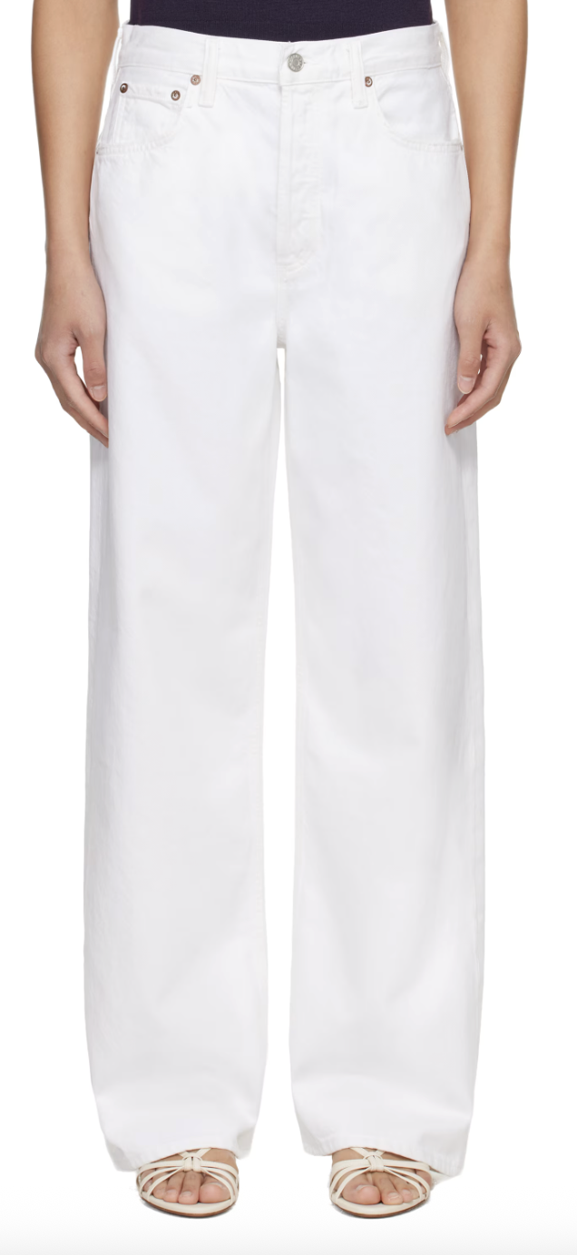 AGOLDE, White Low Slung Baggy Jeans