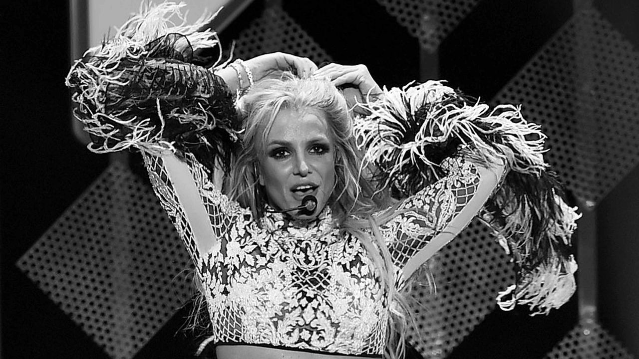 Britney Spears performs on stage.