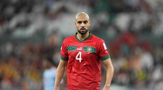 Sofyan Amrabat playing at World Cup 2022 for Morocco - Manchester United target