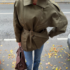 woman wearing cigarette jeans trend 2025