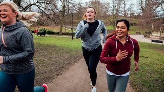 Three women running