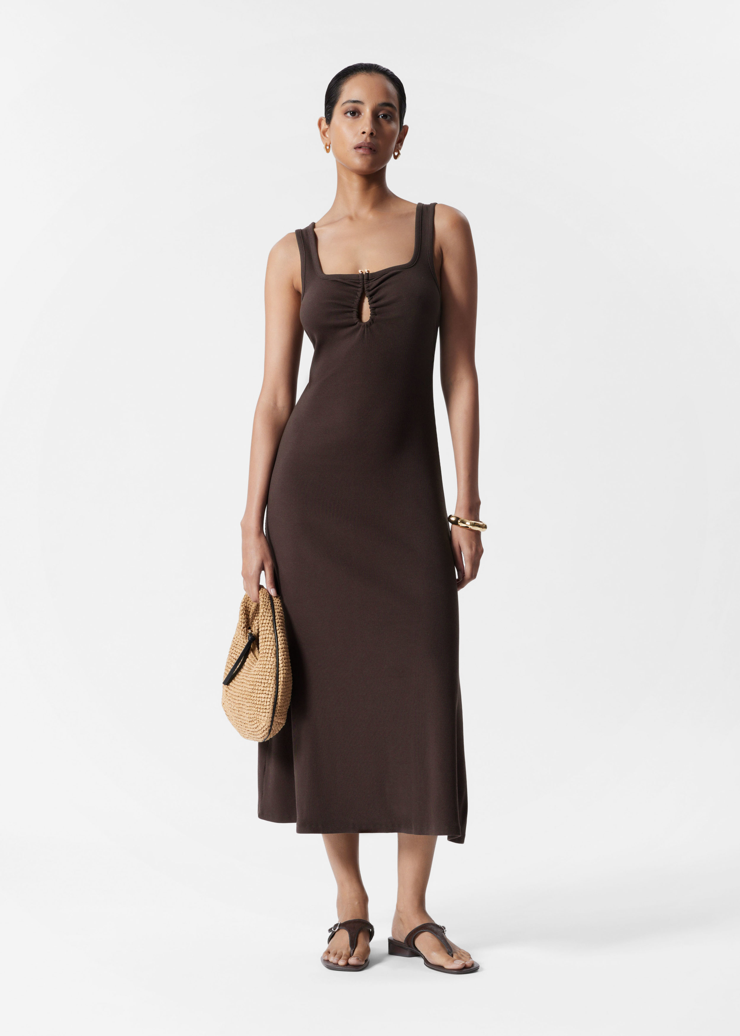 Buckle-Detailed Midi Dress