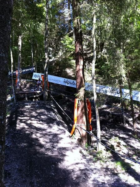 A look over the edge caused many riders to give pause on the A line at Hell's Gate.