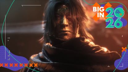 Phantom Blade Zero warrior with gold mask and glowing red eye 