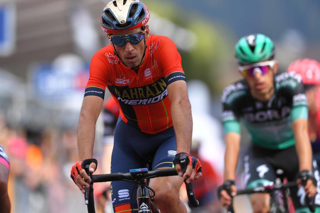 Vincenzo Nibali (Bahrain-Merida) crosses the line on stage 19