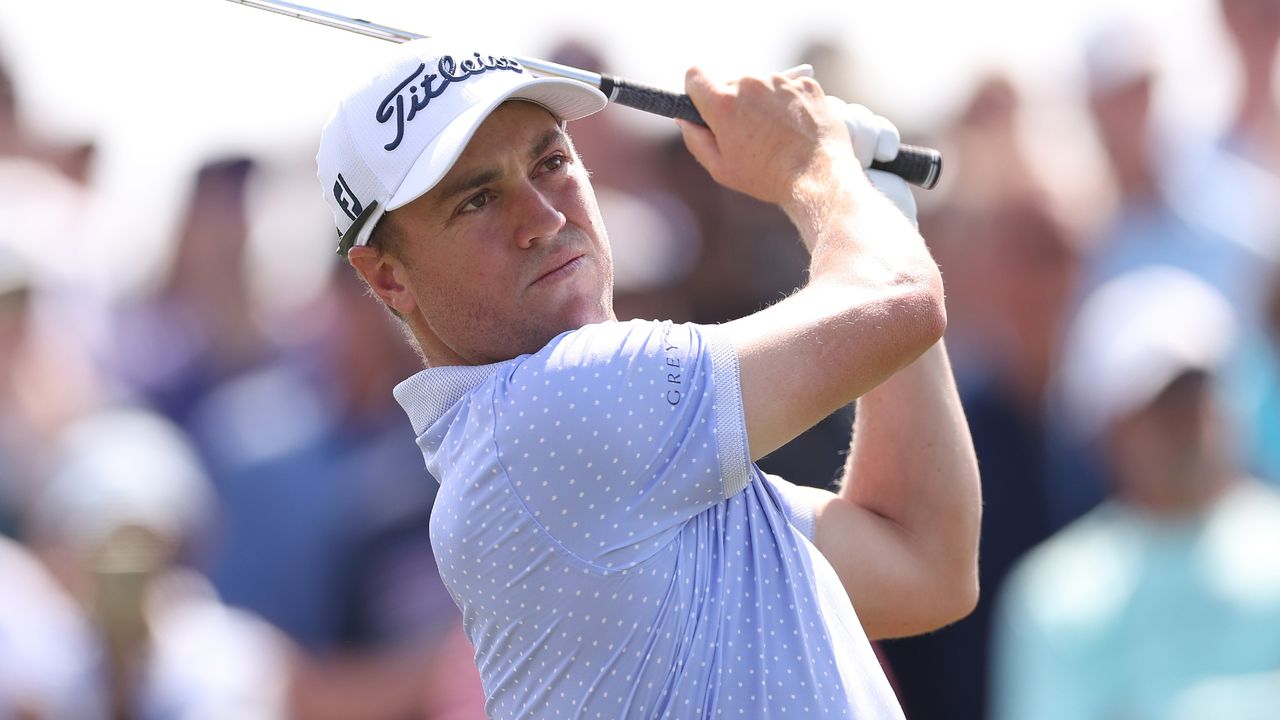 Justin Thomas takes a shot during the 2023 Players Championship at TPC Sawgrass