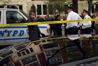 The scene of an officer involved shooting in New York.