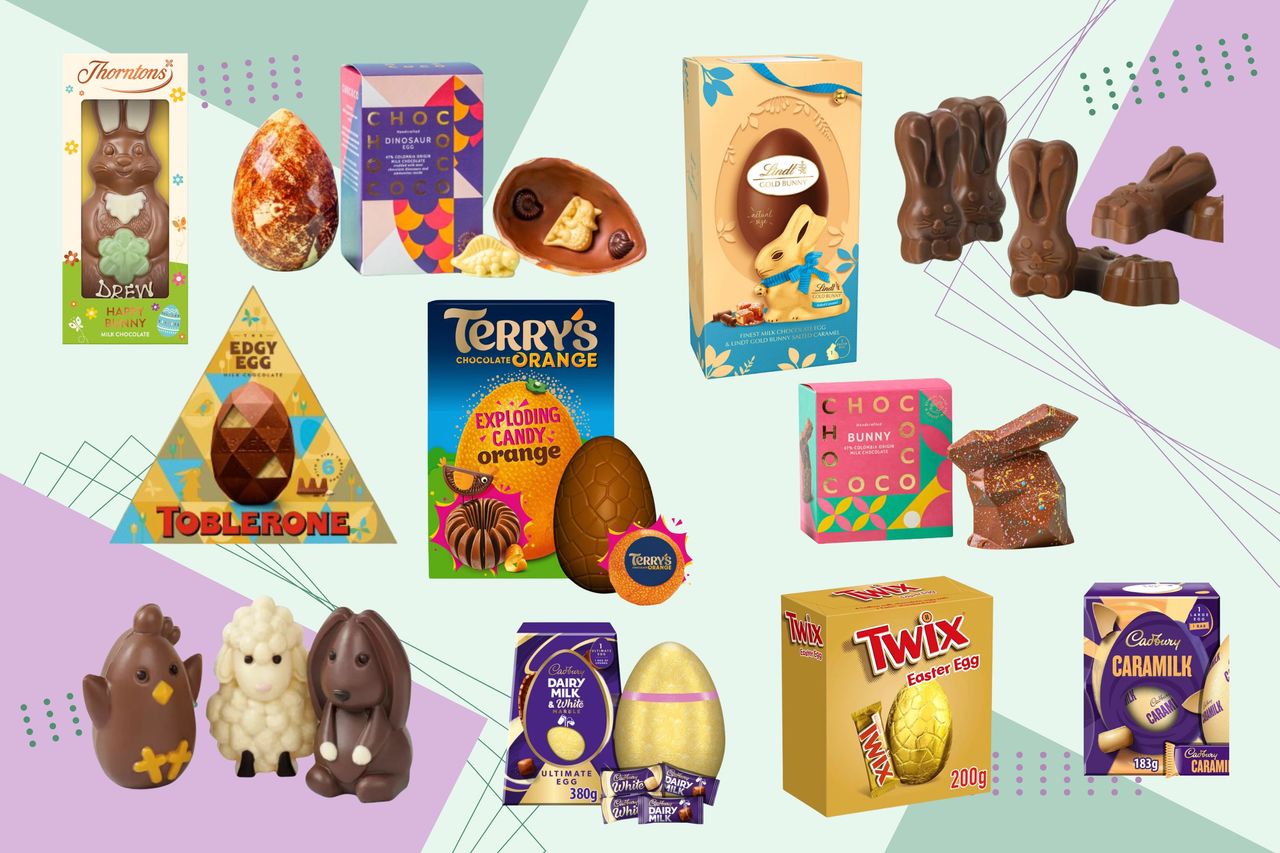 A collage of some of the best Easter eggs to buy in 2024 — including Twix, Terry&#039;s Chocolate Orange and Toblerone