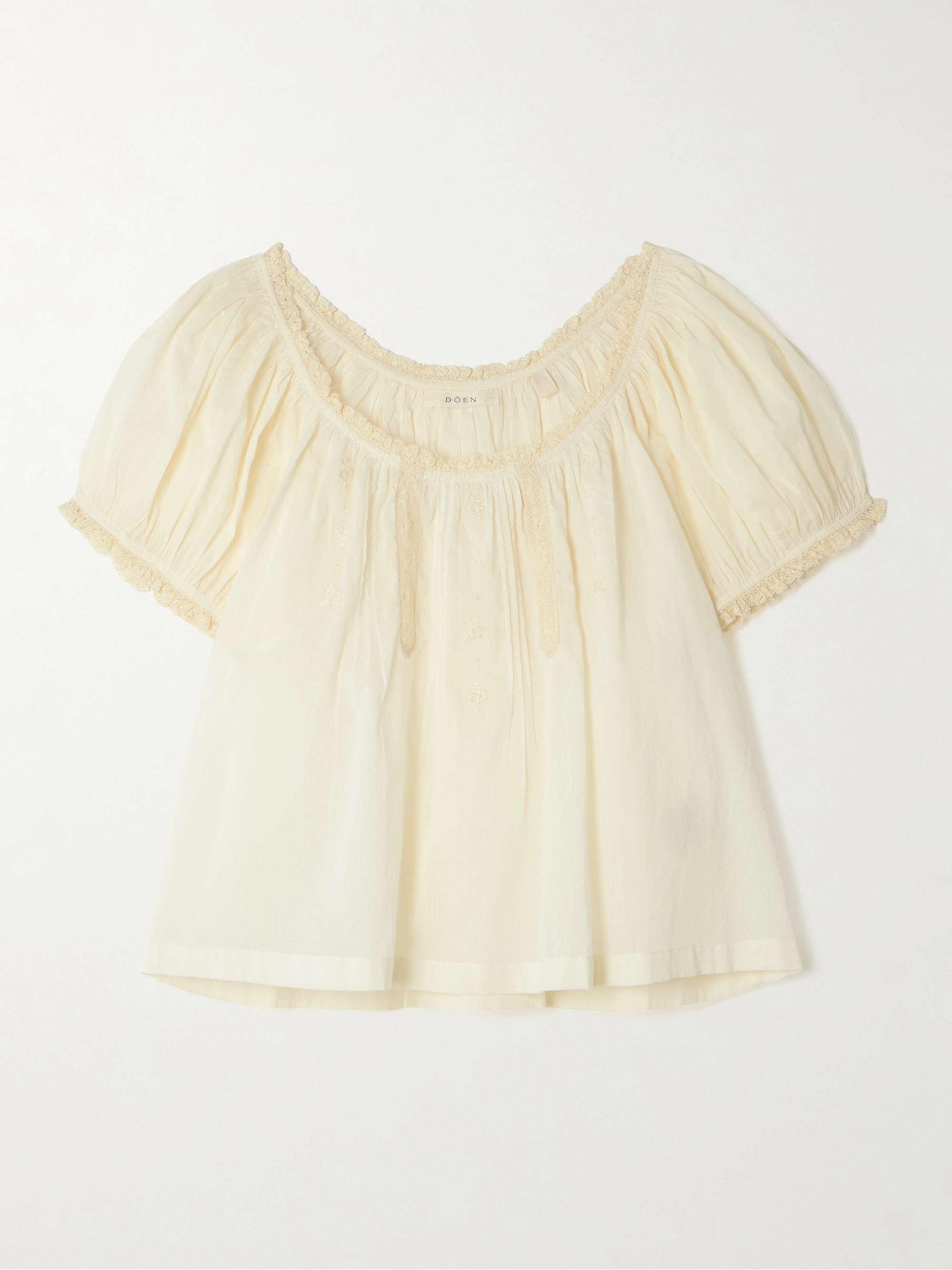 Frederica Lace-Trimmed Organic Cotton-Voile Blouse