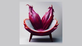 A dragon fruit chair created using an AI-image generator