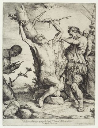 Jusepe de Ribera, Martyrdom of Saint Bartholomew, 1624, Etching with engraving, Print Collection, Miriam and Ira D. Wallach Division of Art, Prints and Photographs, The New York Public Library, Astor, Lenox and Tilden Foundations.