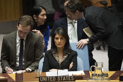 Nikki Haley during a Security Council meeting on Jerusalem 