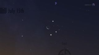 Jupiter, Venus, Aldebaran and the Moon, July 15, 2012