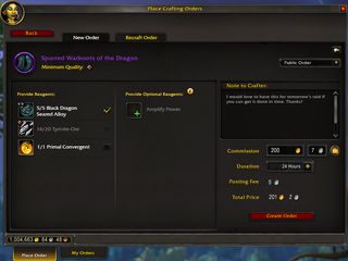 World of Warcraft: Dragonflight - Crafting order UI