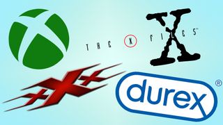 logos that contain the letter 'X' - comp of the Xbox, X-Files, XXX and Durex logos