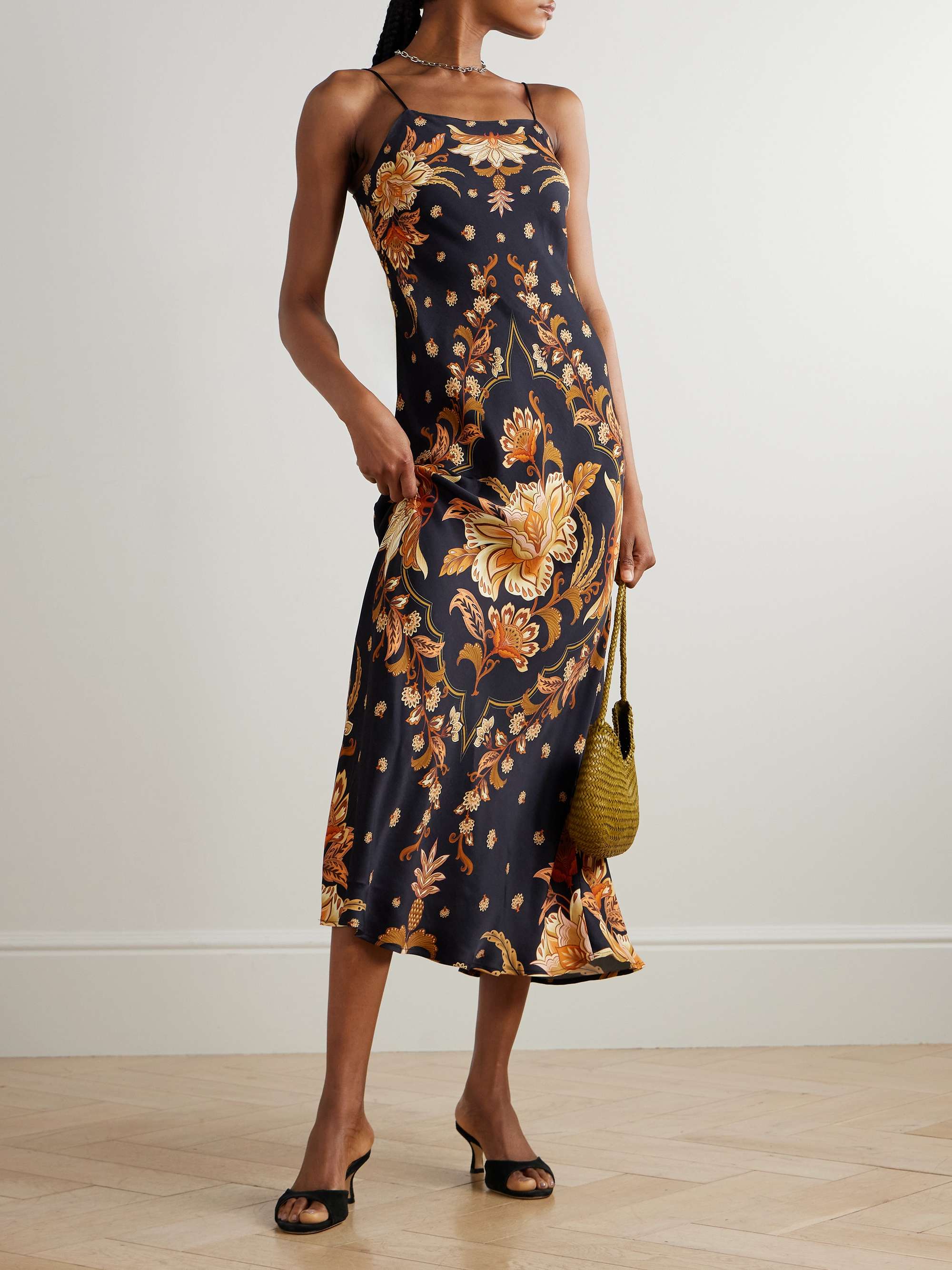 Paisley-Print Satin-Jersey Maxi Dress