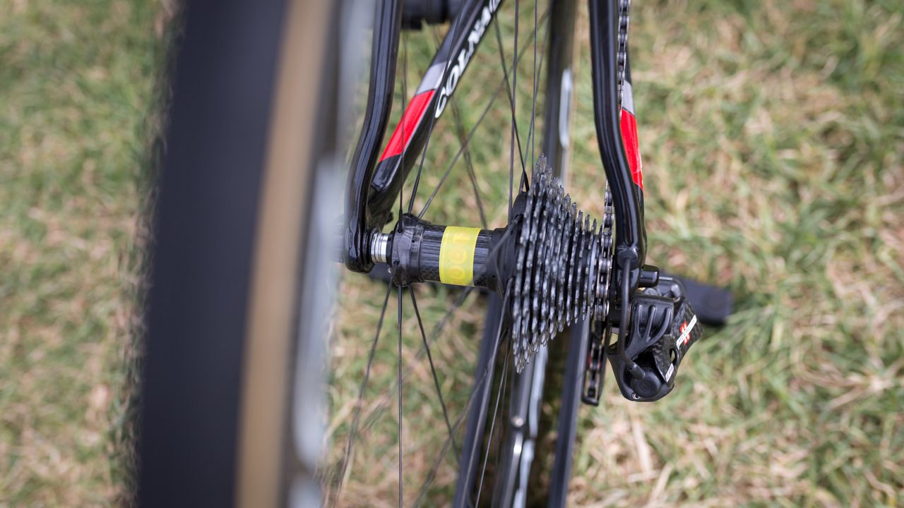 Yellow tape signifies that this set of wheels are Ulissi's race wheels