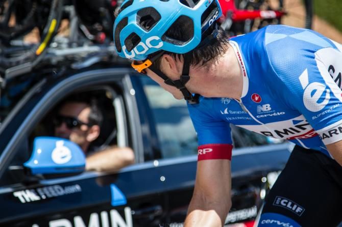 Alex Howes (Garmin) looks over to the team car for more bottles