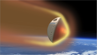Artist's conception of a capsule from Varda Space Industries re-entering the atmosphere.