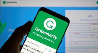 The Grammarly logo on a phone