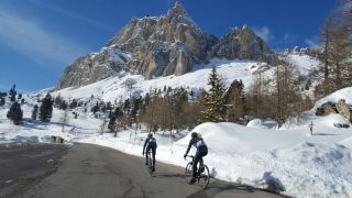 Alejandro Valverde and Andrey Amador (Movistar) preview the route for stage 14 of the Giro d'Italia