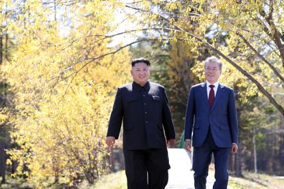 Kim Jong Un and Moon Jae-in.