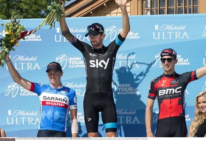 The podium of the time trial: Rohan Dennis, Brad Wiggins and Taylor Phinney
