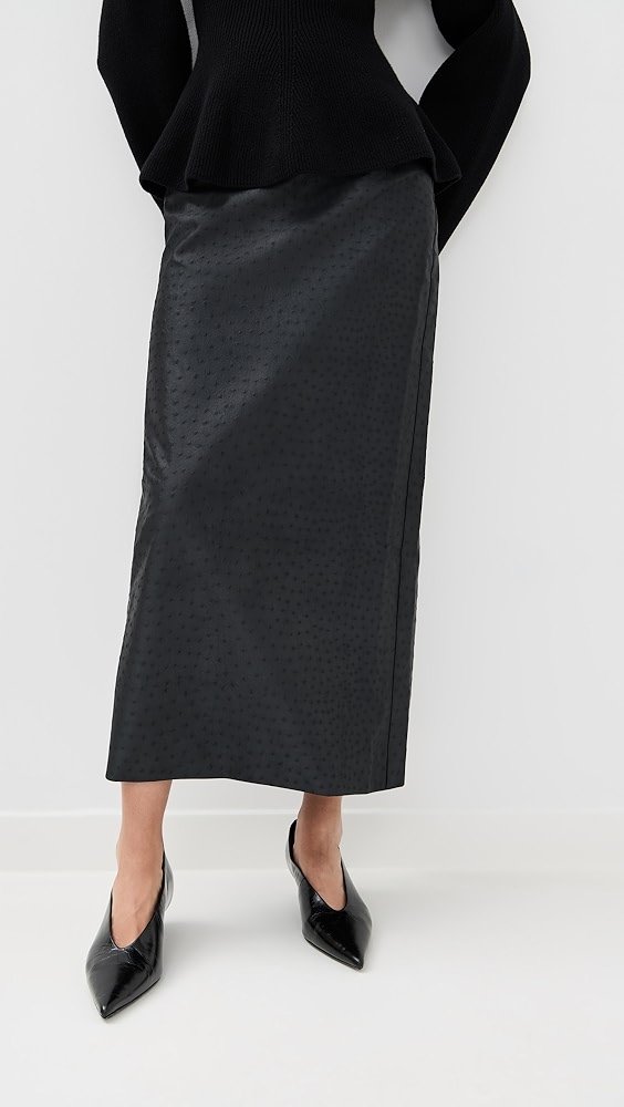 R&amp;oacute;he Ostrich Satin Column Skirt