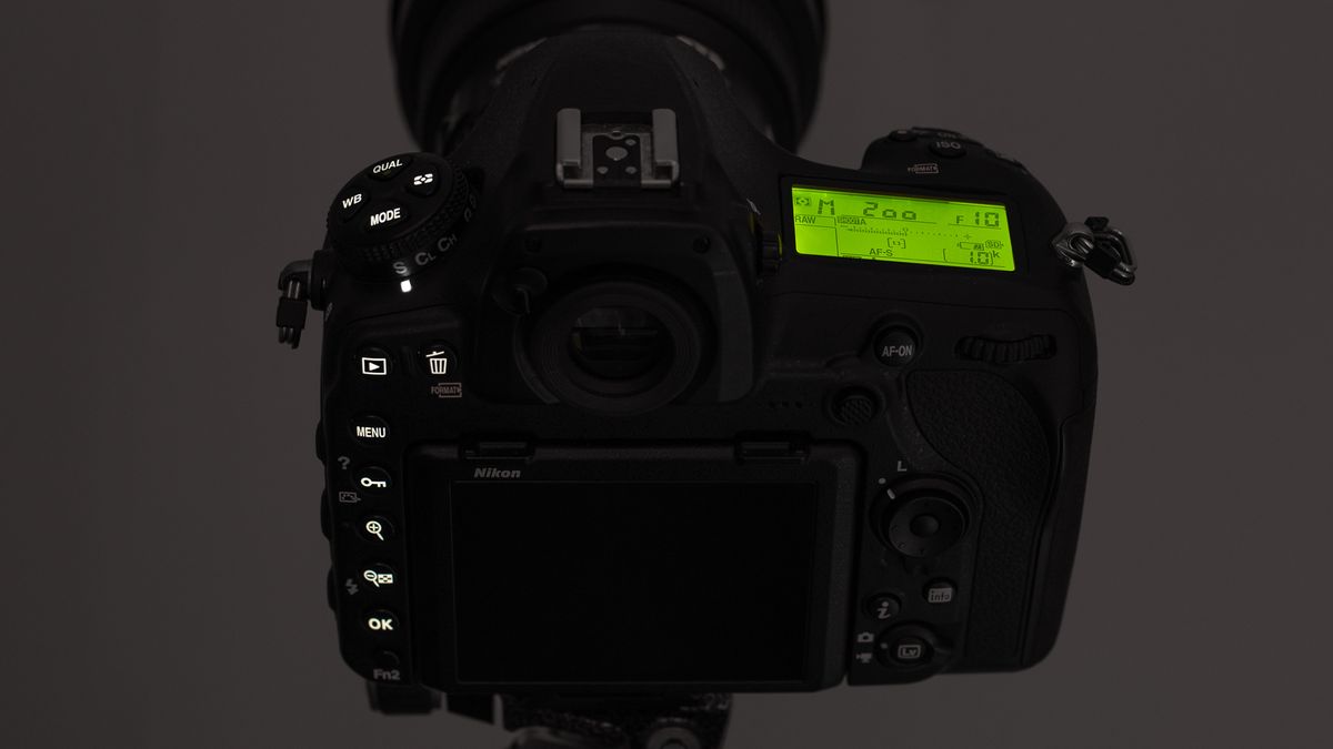 Nikon D850 review: image shows illuminated buttons on