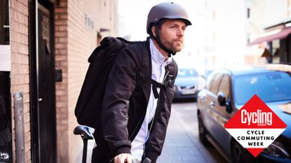 Male cyclist wearing one of the best commuter cycling jackets
