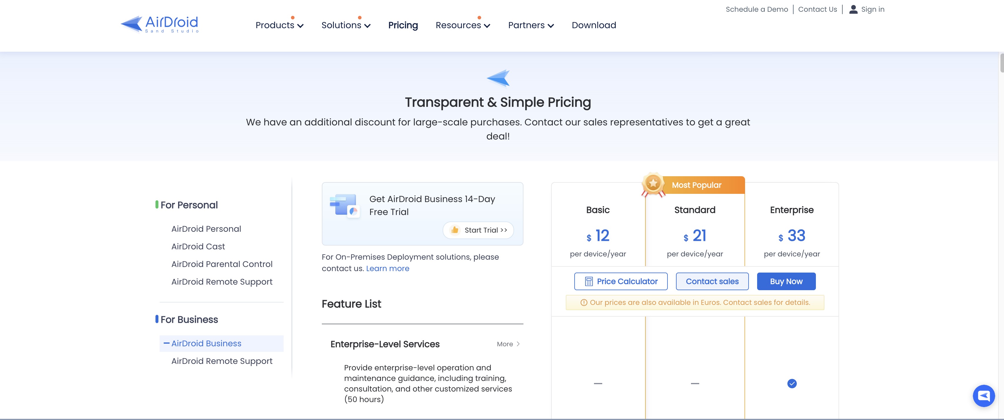 AirDroid Business prices