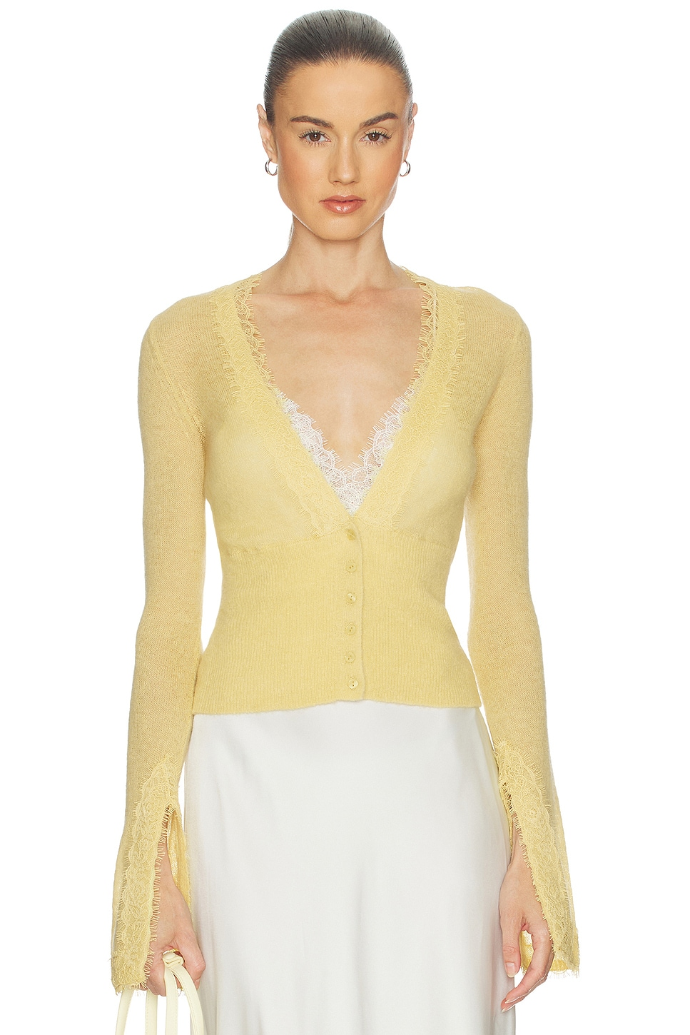 Helsa Bridgitte Lace Trim Cardigan