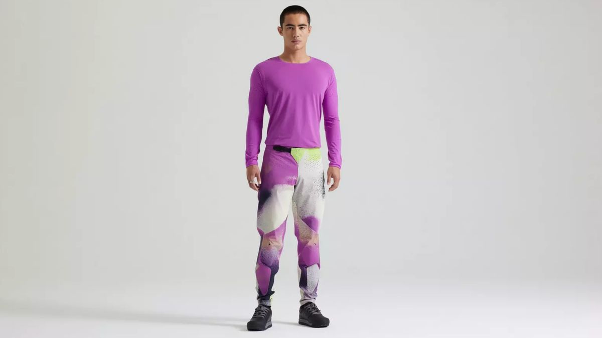 A man wearing garish bike clothing