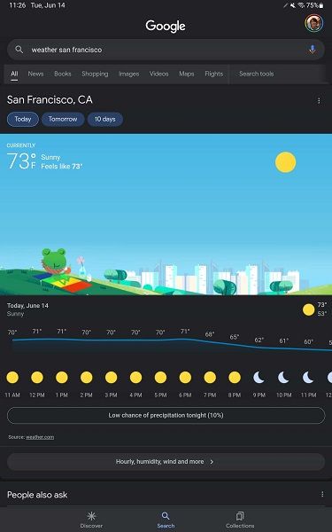 Google Weather App on Tablets
