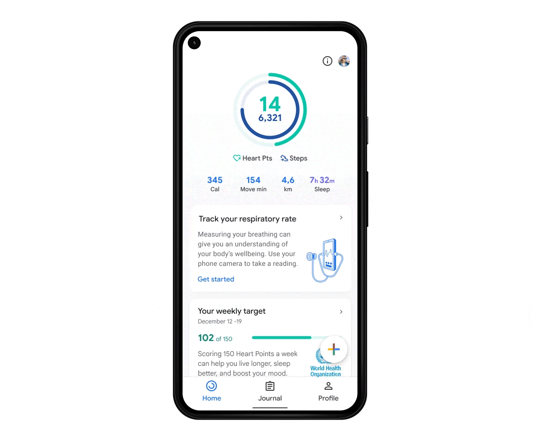 An example of how you can measure your heatlh on Google Pixel phones