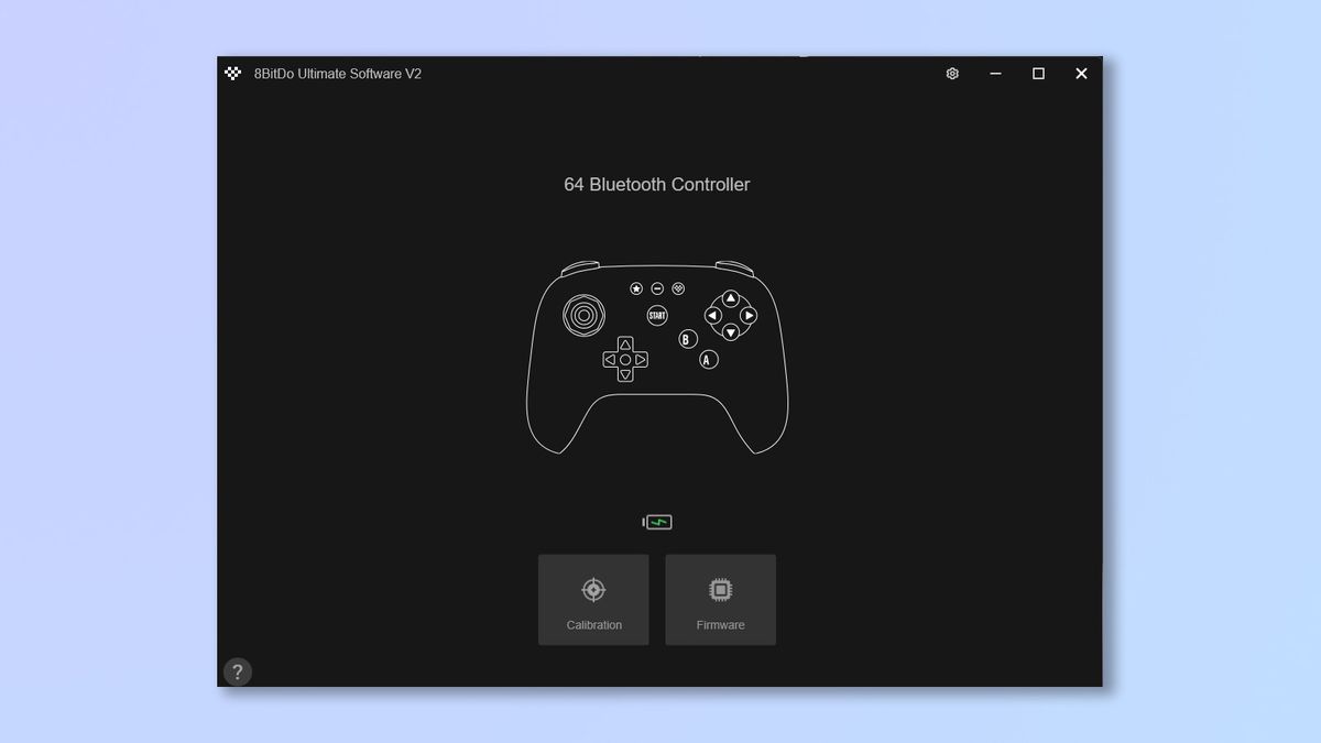 A screenshot of the 8BitDo 64 being updated/calibrated in the companion software.